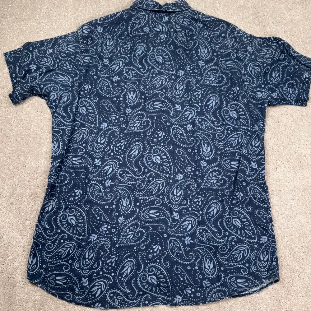 Polo Ralph Lauren Shirt Mens M Navy Paisley Cambridge Pullover Coastal Linen